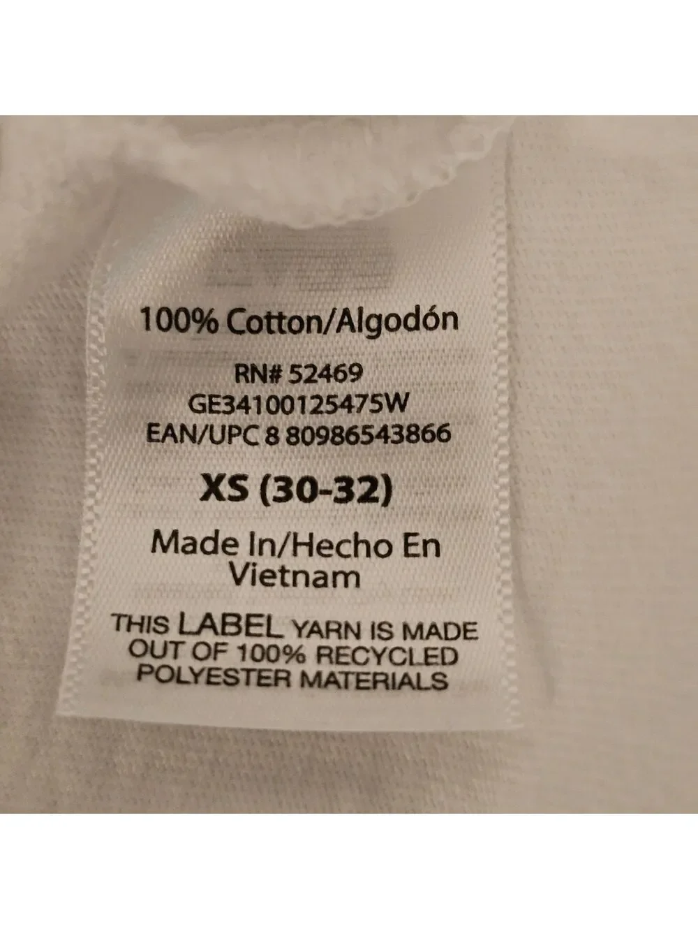 George Boys Youth Long Sleeve White T-shirt 100% Cotton size XS